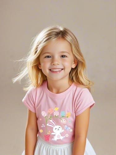 2022 Easter Day Gift for Toddler Boy Girl Tractor Loving Bunny Egg Gnomes Short Sleeve Tshirt Infant Kids Tee Tops 1-7 Years2