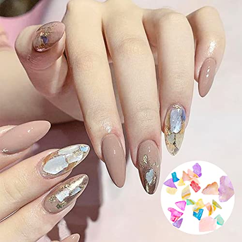 12 Grids Seashell Nail Art Flakes Holographic 3D Irregular Nail Art Glitter Sequins Summer Seashell Slices Nail Art Supplies Sparkly Colorful Ocean Shell Nail Flakes For Women Nail Art Decoration #TOP2