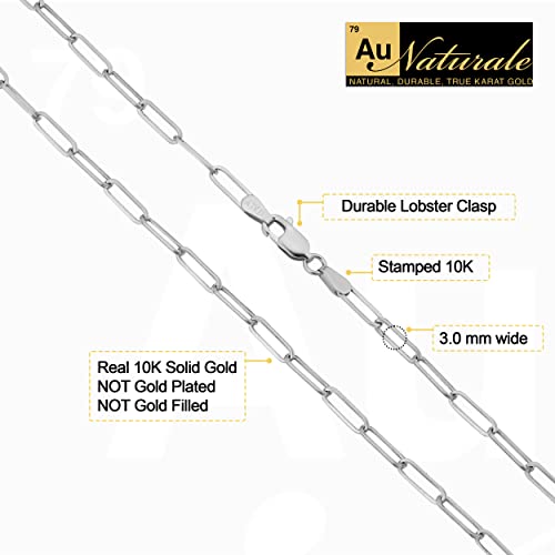 10k Yellow or White Gold 3 mm Paperclip Link Chain Necklace for Women2