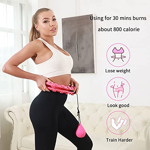 VETUPIC Smart Weighted Hoola Exercise Hoops for Adults Weight Loss (24 Detachable Knots, 3 lb), 2 in 1 Abdomen Fitness Massage, Great for Adults Men and Women
