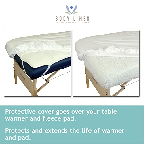 Body Linen Massage Table Cover - Reusable Barrier with Wipe Clean Surface. Waterproof PUL Material, Machine Washable. Protects Massage Table, Warmer and Pad