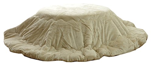 イケヒコ こたつ布団 円形 フランIT 直径約205cm丸 ベージュ 無地 厚掛け リバーシブル フランネル 抗菌防臭 #9808542