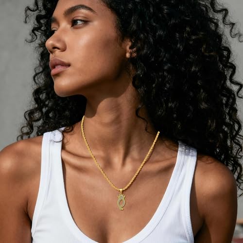 KYNOX A-Z Initial Necklace 14K Gold Pendant for Men Women, Letter Necklace Everyday Minimalist Accessories Hip Hop Alphabet Name Jewelry Mom Gifts — view 4