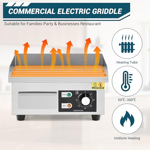 Image of Garvee 14 In Commercial Electric Griddle, Flat Top Grill Countertop Griddle