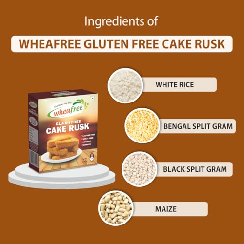 Wheafree Gluten-Free Cake Rusk – Crispy & Crunchy Tea-Time Toast | No Maida Rusk Biscuit | Egg-Based, High-Fiber & Easy to Digest | Healthy Wheat-Free Snack - 300g