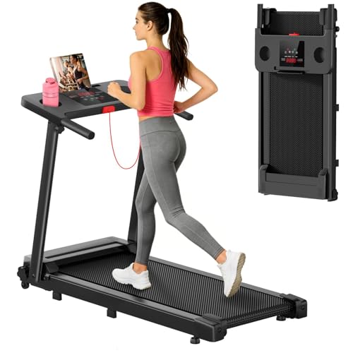 Image of Walking Pad Treadmill with 8% Incline - Portable Home Tread Mills Quiet Machine Compact Fold up Indoor, 3.0HP Walk Running Pads with Handle Bar, Easy Assembly, Up to 350LBS Capacity