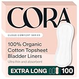 Cora 100% Organic Cotton Topsheet Bladder Liners (100 Extra Long Bladder Liners)