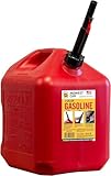 Midwest Can 5610 Safe-Flo Auto Shut Off 5 Gallon Gas Can – Durable Fuel Containers with FlameShield Safety System & Quick-Flow Spout - Red