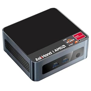 AMD Ryzen Mini PC, Ryzen 5 5600H (6C/12T 4.2 GHz) 16GB DDR4 512GB SSD, Windows 11 Pro/WiFi 6/ BT-5.2/ USB*4/ Type-C (4K@60Hz~8K@30Hz)/ HDMI*2 (4K@60Hz) 3-Bildschirmausgabe