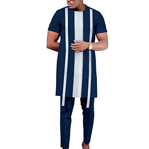 African Suit for Men Dashiki Casual Shirt and Pants 2 Piece Set Outfit Men's Tracksuit