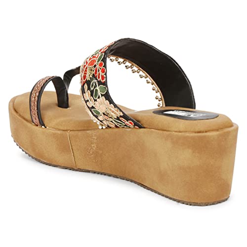 Image of Fabric Platform Low Heel Wedges For Women and Girls