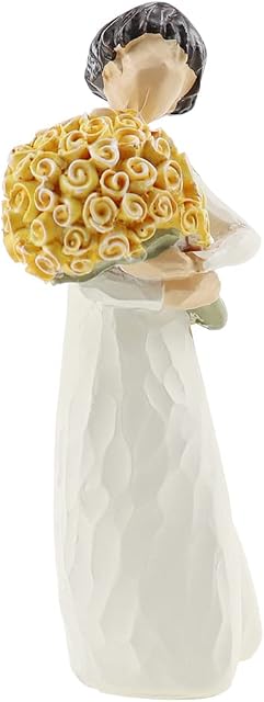 guobinZH Decorations Guardian Angel Figurine Hand Holding Yellow Rose Hand Carved Praying Angel Sculpture Home Decoration Gifts to Express Sincere Friendship Blessings and Love