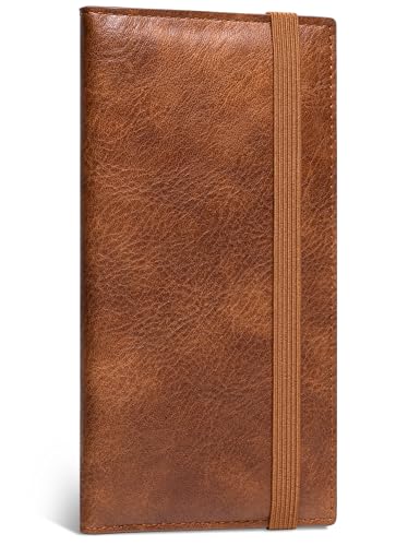 Image of Zreal Checkbook Cover for Men & Women, Premium Vegan Leather Checkbook Holder for Top & Side Tear Duplicate Checks with RFID Blocking (Distressed Brown)