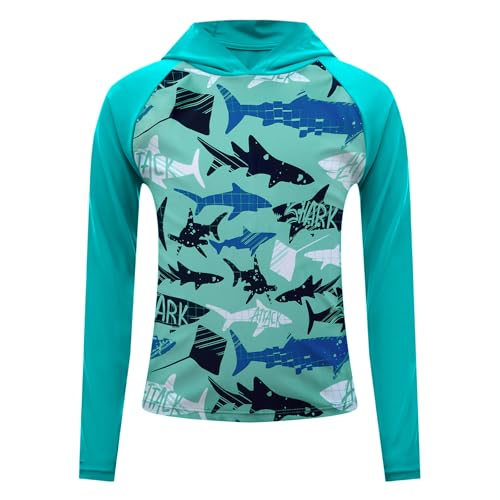 Image of Boys Rash Guard Toddler Swim Shirts Long Sleeve Kids Fishing Shirt UPF 50+ Sun Protection Swim Top with Thumb Hole