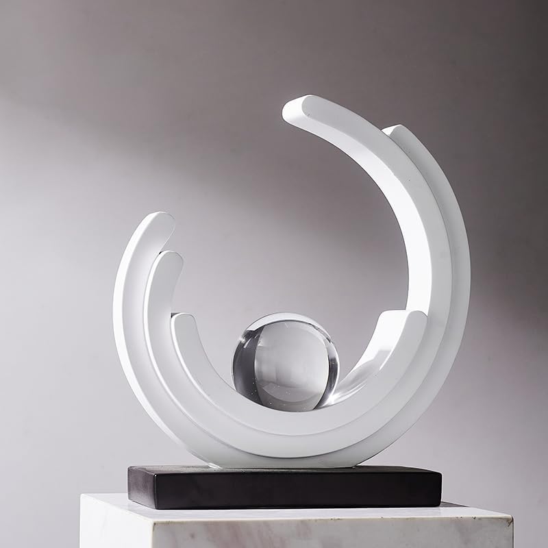 Abstract Art Sculpture, Resin Gold Decorative Statue, Modern White Ornaments for Living Room, Decorativas Modernas for Coffee Table/Entryway/Office Collectibles (White) - Image 2