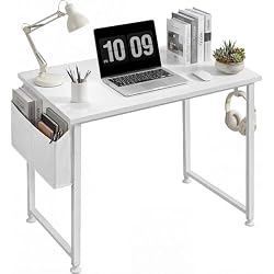 Lufeiya White Small Desk for Bedroom - Student Kids Study Writing Table for Home Office Bedroom Small Spaces 32 Inch Modern Mini Laptop PC Computer Desks, White