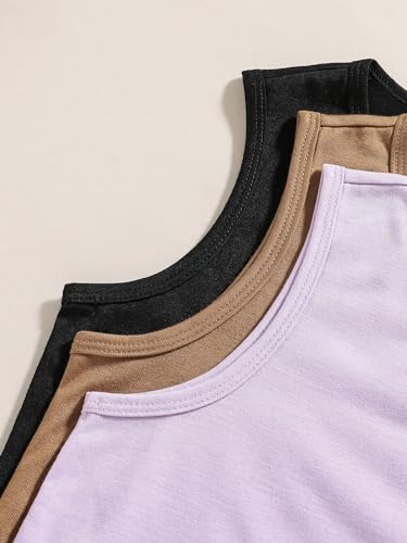 Milumia Girl's 3 Pack Tank Top Set Cut Out Crewneck Sleeveless Basic Tops4