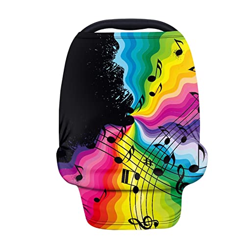Image of Forchrinse Colorful Music Note Car Seat Canopy for Boys Girls Infant Nursing Cover Breastfeeding Cover Multi Use Cover for Shopping Cart /High Chair /Stroller