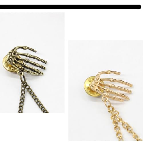Image of Vintage Skeleton Hand Brooch Pin for Women Men,Halloween Skull Hand Brooch Pin Cosplay Halloween Costume Accessories