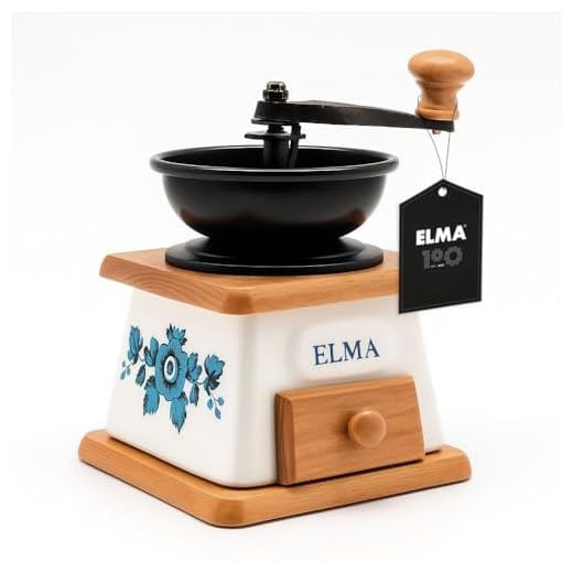 ELMA Molinillo de Café Manual fabricado en Cerámica con diseño Vintage I Decorativo I 12,5 x 12,5 x 17cm