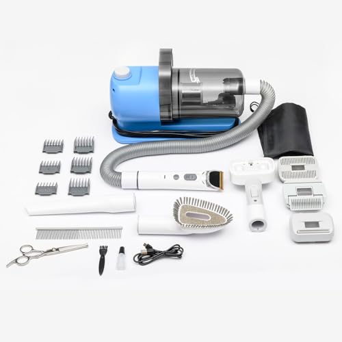 Dog Vacuum Grooming Kit 99% Pet Hair/Fur Removal, Low Noise, Brushes and Clippers, Complete Variable Speed Control, 21-Piece Set for Pro & Home use Dog Vacuum Grooming Kit 99% Pet Hair/Fur Removal, Low Noise, Brushes and Clippers, Complete Variable Speed Control, 21-Piece Set for Pro & Home use