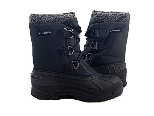 LB Men's Winter Snow Boots Shoes Waterproof Insulated Lace UP (D,M) 107- Black-8.5
