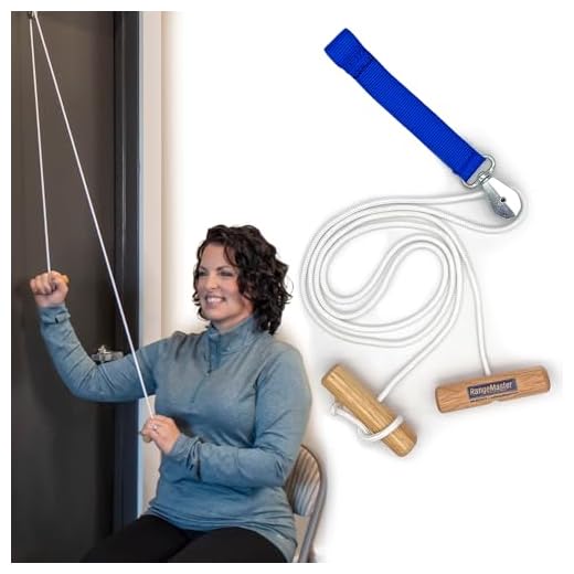 RangeMaster Econo Ranger Shoulder Pulley │ Physical Therapy Exercises │ Aids in Recovery and Rehabilitation │ Increases Mobility │ Wooden Handles for Comfort │ Web Strap Door Attachment