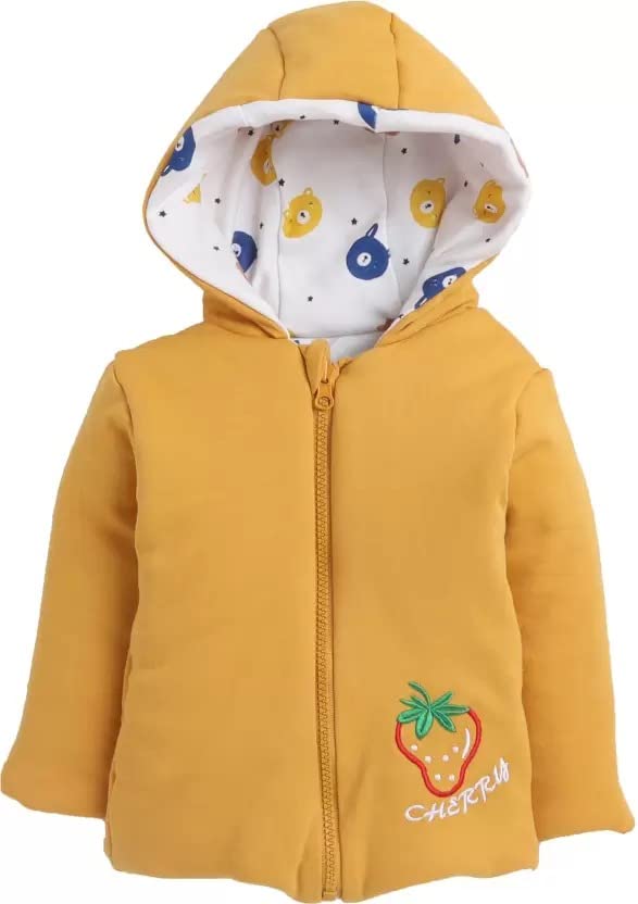 Appukids Full Sleeves Animals Printed Reversible Jacket for Baby Boys Girls Cotton 2 In 1 winter Jacket (3 Years-4 Years, Mustard) - Image 2 thumbnail
