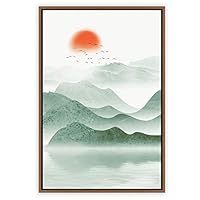 Framed Canvas Wall Art Abstract Sunrise and Sunset Canvas Prints Home Artwork Decoration for Living Room,Bedroom - 16x24 inches