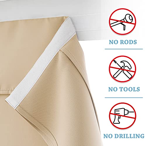 RYB HOME Room Darkening Blinds for French Door, Privacy Window Curtains Thermal Insulate Covering for Patio/Glass/Front Door, 26 inch x 80 inches, Beige, 1 Panel