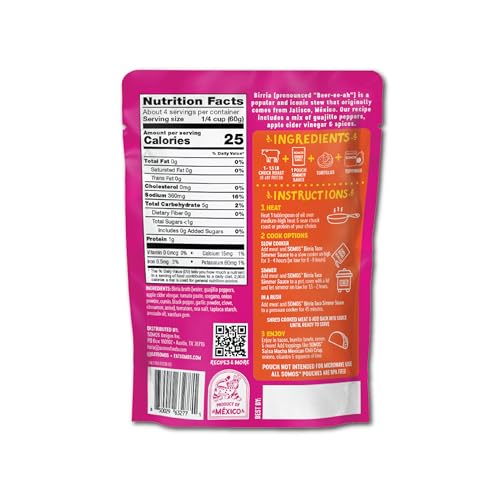 Image of SOMOS Birria Simmer Sauce - Taco Sauce with Guajillo Peppers, Tomatoes, & Mix of Spices - Gluten Free - Plant Based - Non-GMO - All Natural - Great for Beef, Chicken, & More - 8oz (6 Pack)