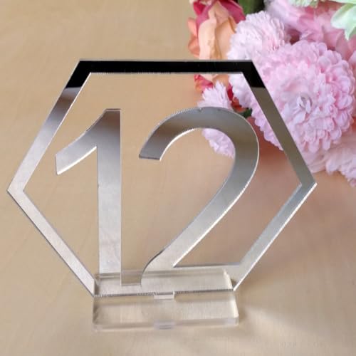 Porte-numéro table mariage acrylique stable argenté pour événement - 4