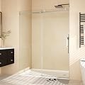44-48" W x 76" h Frameless Sliding Shower Door – Waterproof Glass Shower Door-1/4 Tempered Clear Glass with Explosion-Proof Film, Brushed Nickel Handle & Seal Strip