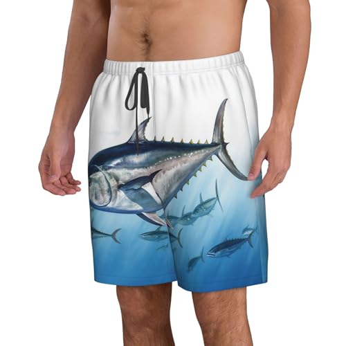 Men's Swim Trunks Quick Dry Board Shorts Mens Bathing Suit Swimsuits Bluefin Tuna Thunnus Beach Shorts with Pockets3