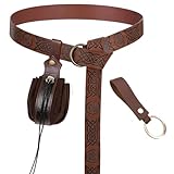 ZPSCXQ 3Pcs Medieval Belt Set, Viking Costume Accessories, Adjustable PU Leather Belt with Pouch and Key Chain, Renaissance Halloween Role Play Belt