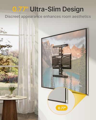 Image of monTEK 0.77 inch Ultra Slim TV Wall Mount for 37-75 Inch TVs, up to 143 lbs | Low Profile Full Motion TV Bracket, Smooth Swivel /Tilt /Level, Articulating Dual Arms, Max VESA 400x400mm, Fits 16 inch /18 inch Studs