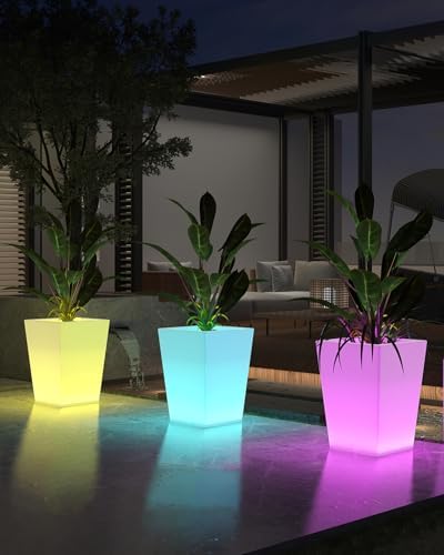 LED Vase Night Light,22-in Rechargeable LED Planter Light w/Remot...