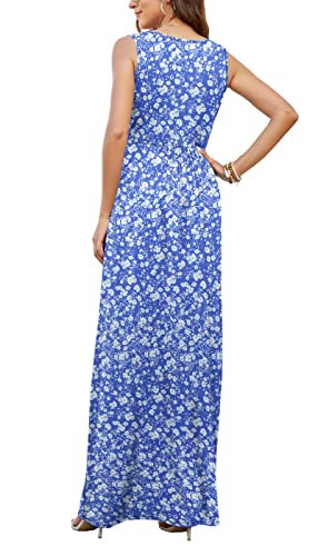 Image of AUSELILY Maxi Dresses for Women Summer Casual Sleeveless V Neck Wrap Dress | Sleeveless Long maxi dress with wrap V neck & side pockets, for formal cocktail, beach & casual daily wear