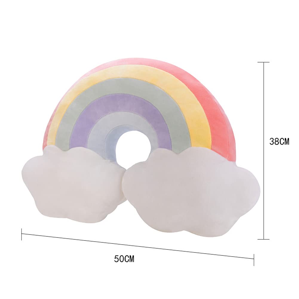 Uposao Cojín decorativo, arco iris, estrella, luna, algodón, cojín de felpa, cojín de sofá, cojín decorativo, bonito peluche para niños y bebés, accesorios de fotografía, fondo, decoración del hogar