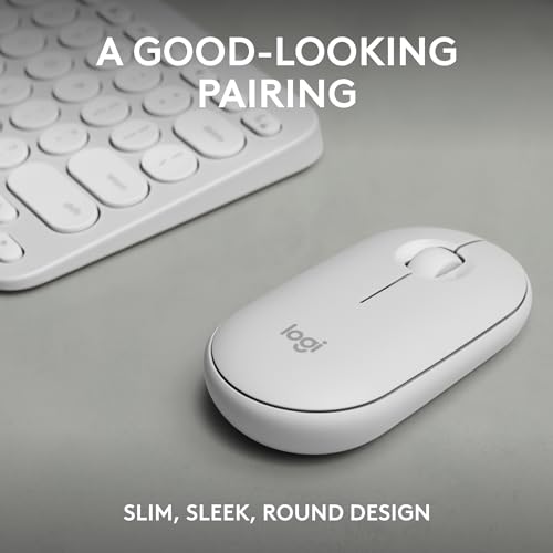 Image of Logitech Pebble 2 Combo, Wireless Keyboard and Mouse, Quiet and Portable, Customisable, Logi Bolt, Bluetooth, Easy-Switch for Windows, macOS, iPadOS, Chrome - Tonal White