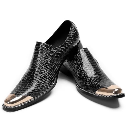 Santimon Men's Metal-Tip Toe Genuine Leather Penny Loafers Moccasins Fashion Casual Comfort Dress Shoes4