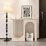 Consola geométrica Moderna - Mesa de sofá Estrecha Blanca para salón, Pasillo y recibidor, Estructura metálica Estable, fácil Montaje, 110 x 30 cm/43,5 x 12 Pulgadas