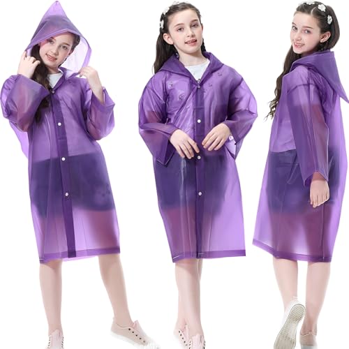Image of Rain Ponchos Raincoats for Kids, 2 Packs Rain Coats Jacket Reusable with Hood for Boys Girls Disney Hiking Camping Outdoor