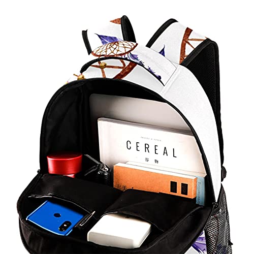 Sac à dos attrape-rêves violet avec carillon et porte-bouteille
