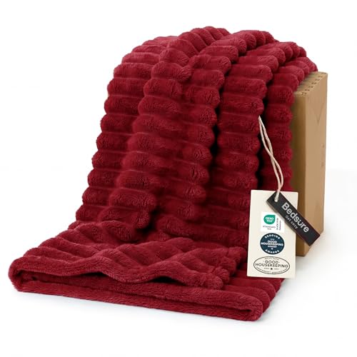 Bedsure GentleSoft Red Throw Blanket for Couch - Cozy Soft Blankets for Women Cute Small Throws for Girls Red 50x60 Inches