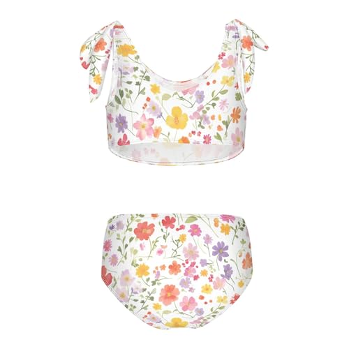 KLL Flowers Colorful Girls' Two Piece Bikini Sets Scoop Neck Swimsuits Swimwear Adjustable Shoulder Strap2