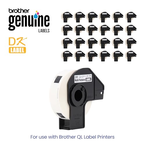 Image of Brother Genuine DK-120424PK Multipurpose Paper Labels, Die-Cut 0.66 inch x 2.1 inch, Engineered for Excellence, 400 Labels Per Roll, 24 Rolls per Box, White, for use with Select Brother QL Label Printers