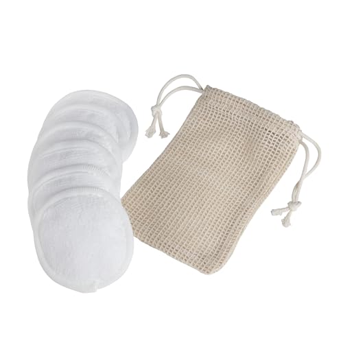 TWEEZERMAN Make Up Pads wiederverwendbar (6 Stück, waschbarer Wäschesack für alle Hauttypen, Zero Waste, nachhaltig), Weiß
