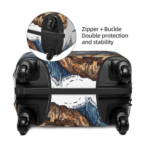Blue Denim Ghost Witch'S Hat Pumpkin Elastic Travel Luggage Covers Dustproof Scratch-Resistant Suitcase Protector Fit 22-24 Inch2