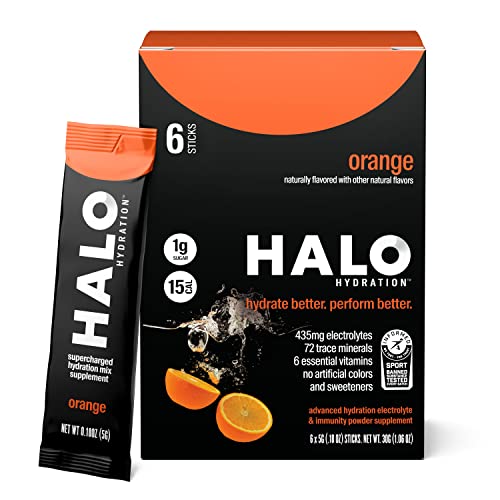 HALO Hydration Naranja - Bebida Electrolítica en Sobres - Suplemento Rico en Vitamina C y Zinc para una Hidratación Completa - Keto, Vegano y Bajo en Calorías - 6 Sobres Cover